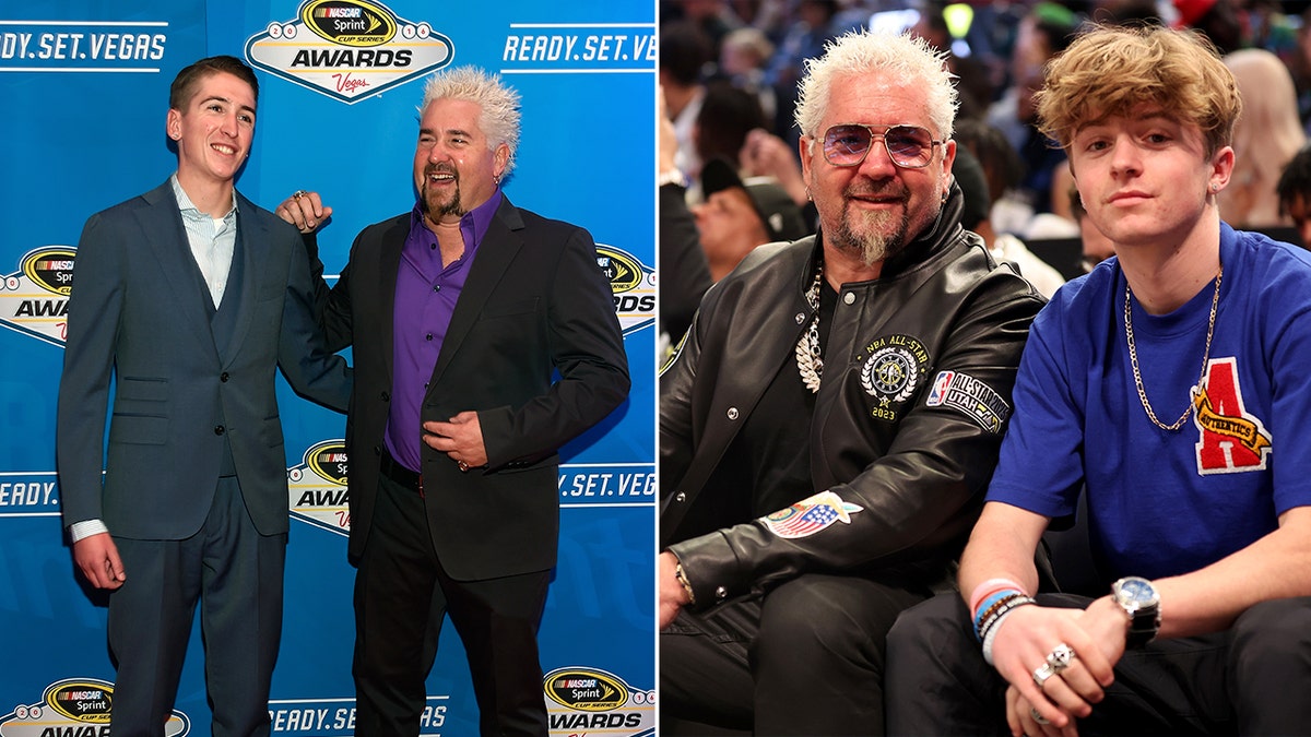 Guy Fieri with his son Hunter, left, and son Ryder, right.