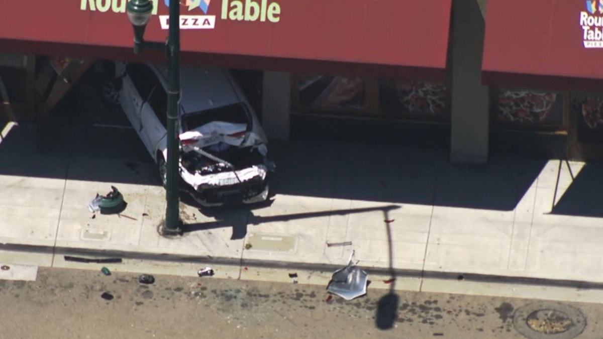 Aerial close-up of wrecked pizzeria