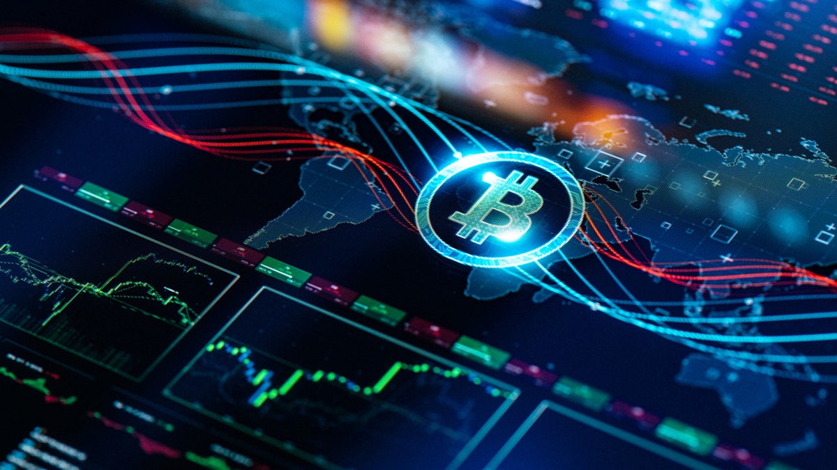 Bitcoin on a digital screen