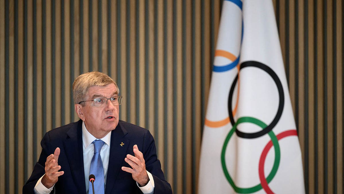 IOC president Thomas Bach speaks during a board meeting