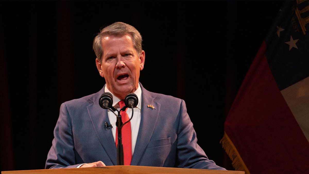 Republican Gov. Brian Kemp speaks on Nov. 8, 2022, in Atlanta, Georgia. Kemp named longtime agent Chris Hosey to lead the Georgia Bureau of Investigation.