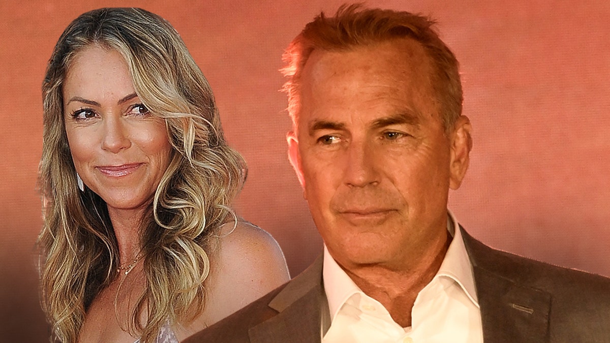 Kevin Costner wears brown suit coat alongside estranged wife Christine Baumgartner