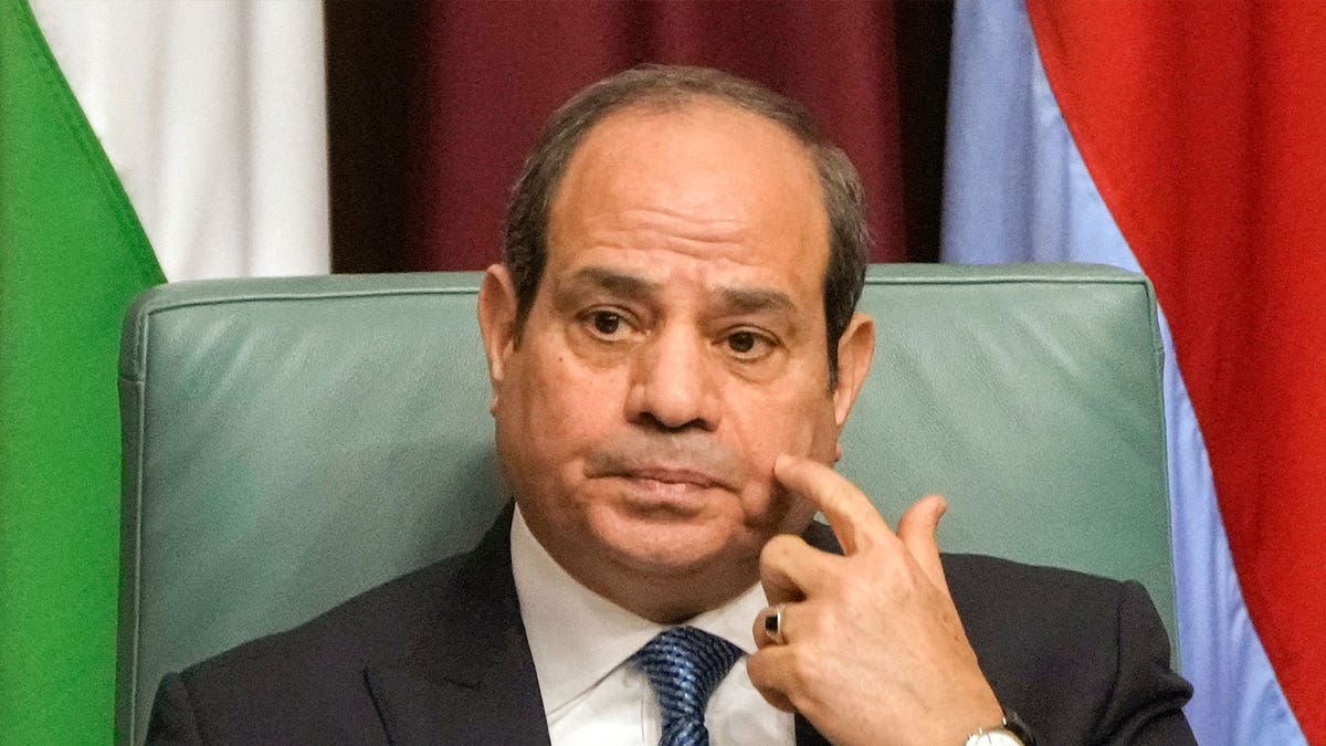 Egyptian President Abdel Fattah el-Sissi attends a conference on Feb. 12, 2023. The Egyptian president is hosting a summit Thursday to address the Sudan conflict.