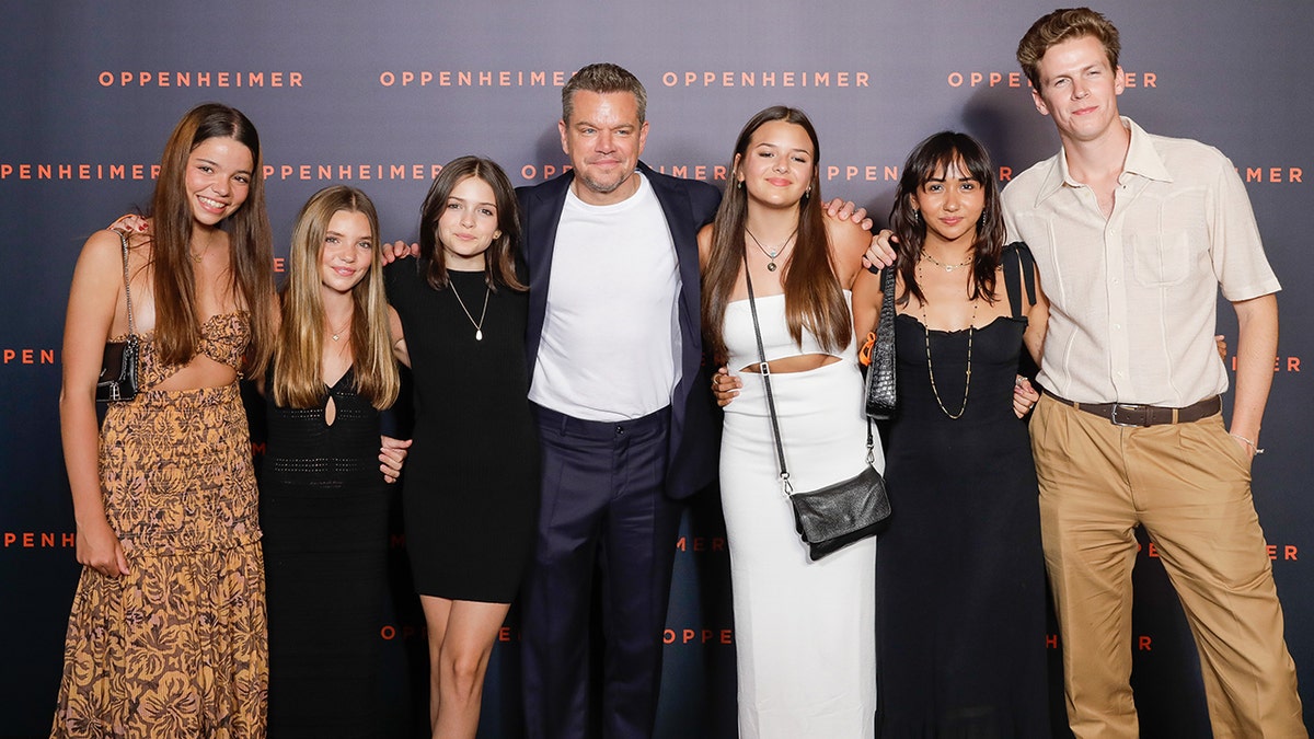 Matt Damon and his daughters, friends