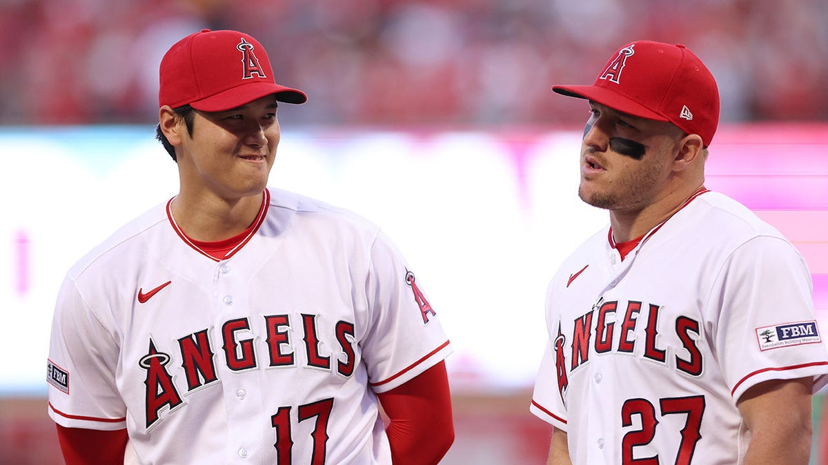 American League All-Star Mike Trout #27 of the Los Angeles Angels