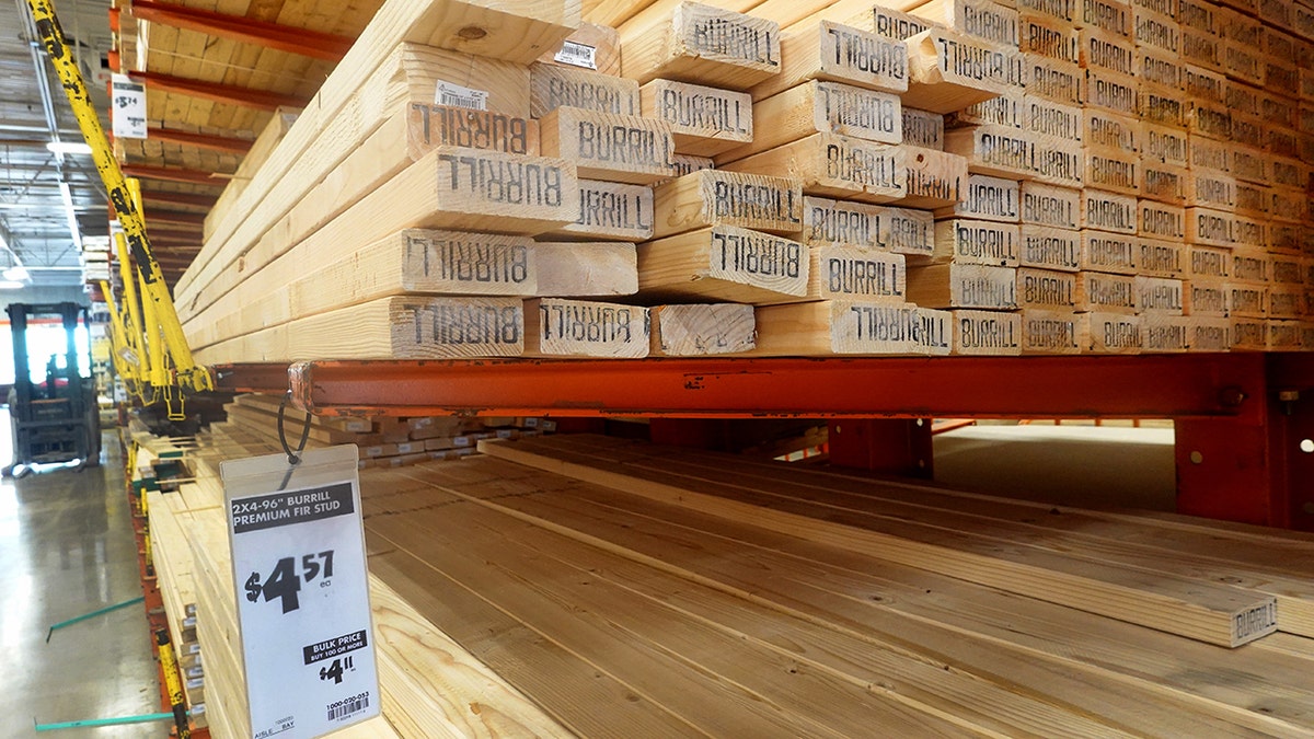 Pile of wood at a hardware store