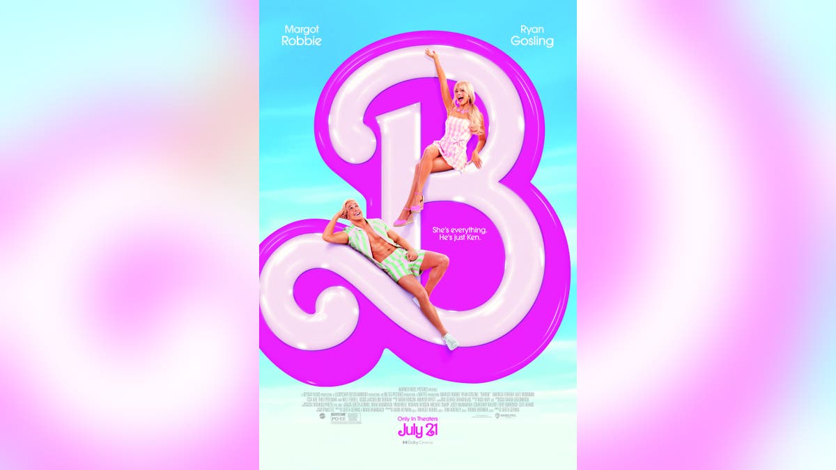 The official Barbie poster with Margot Robbie and Ryan Gosling