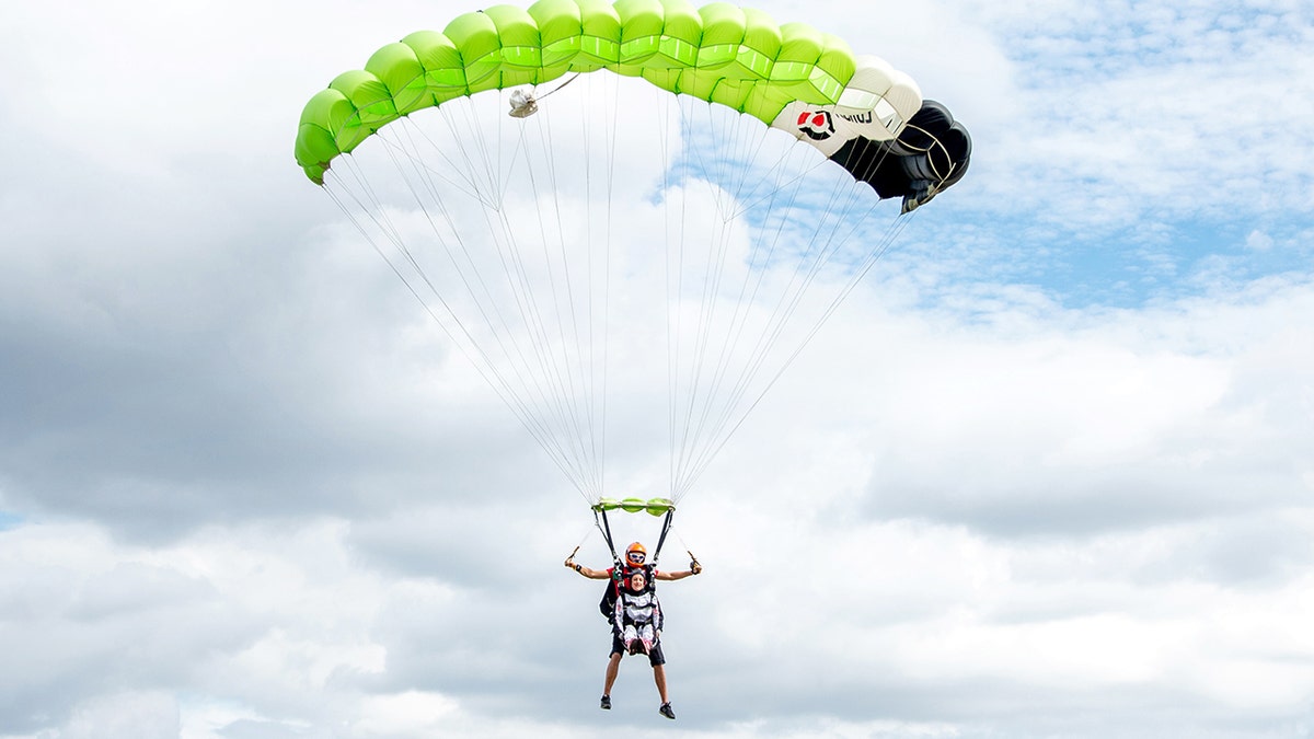 A person skydiving