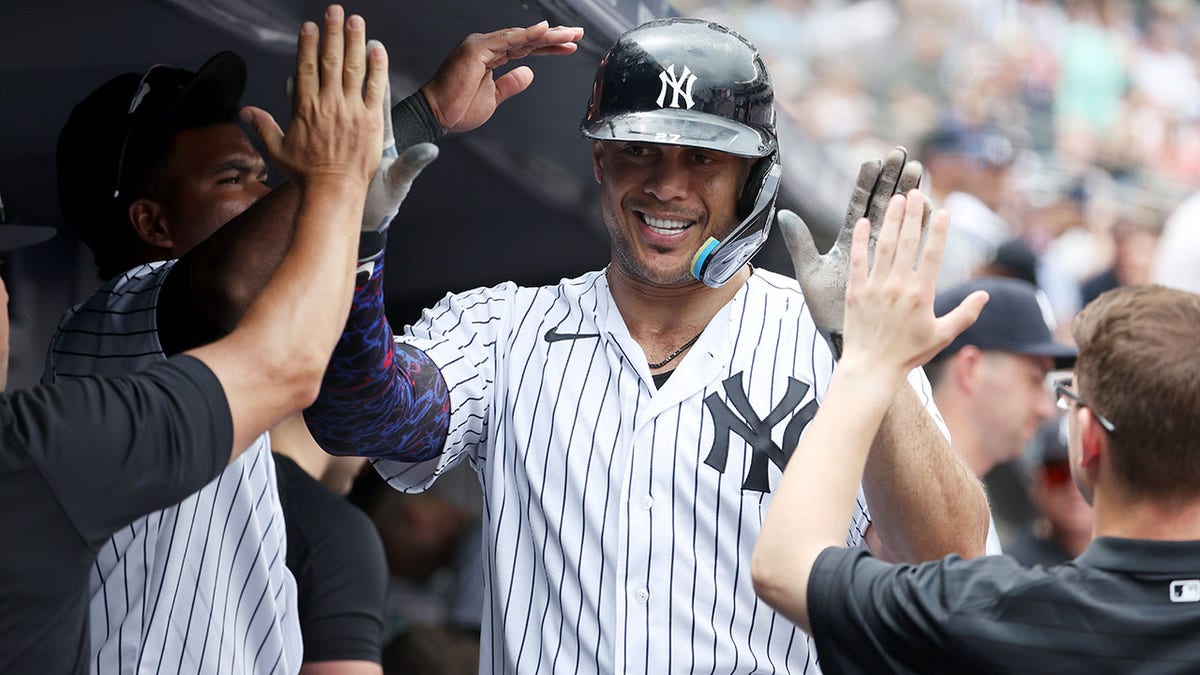 Giancarlo STanton celebrates