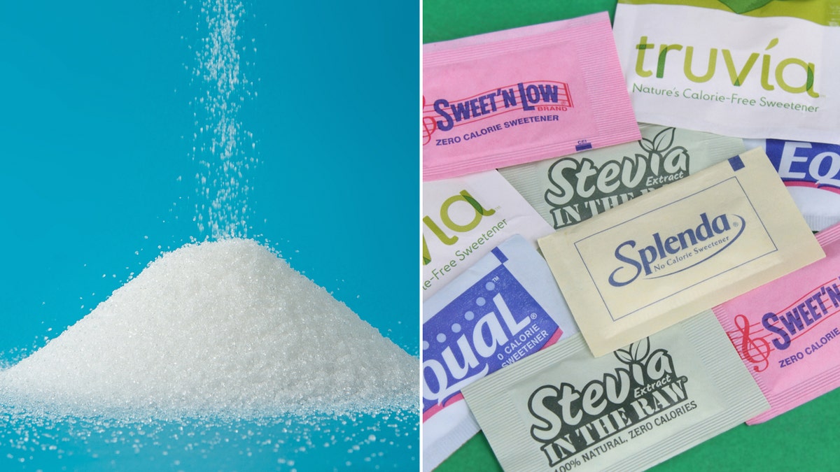 sugar and artificial sweetener