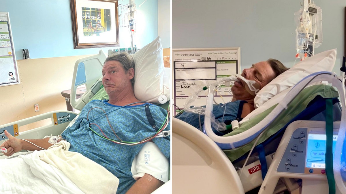 Ty Pennington in a hospital bed split Ty Pennington in a hospital bed intubated