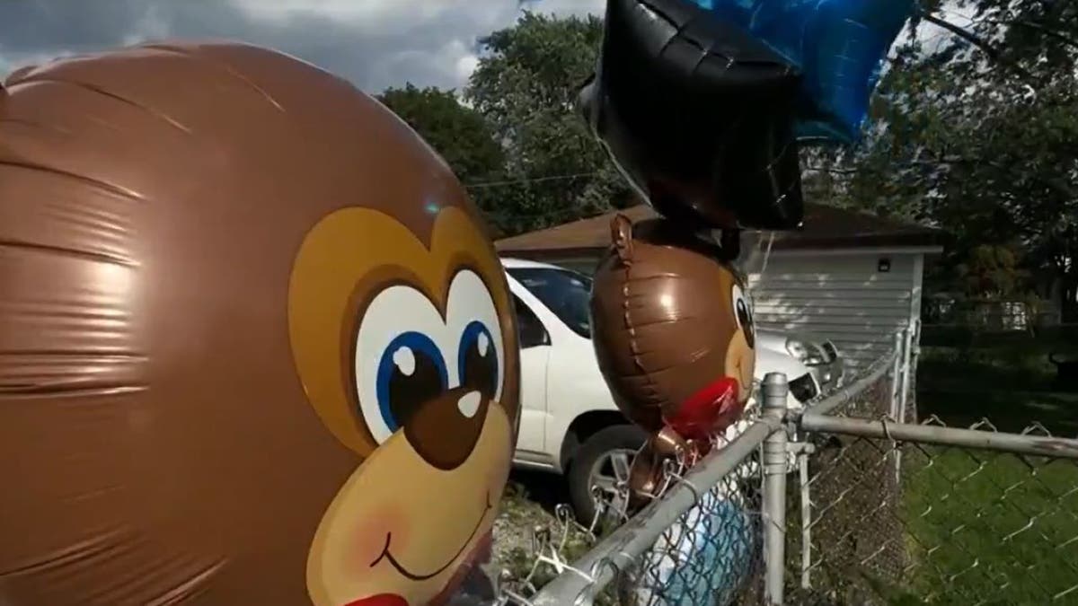 Balloons at birthday party where child was shot and killed