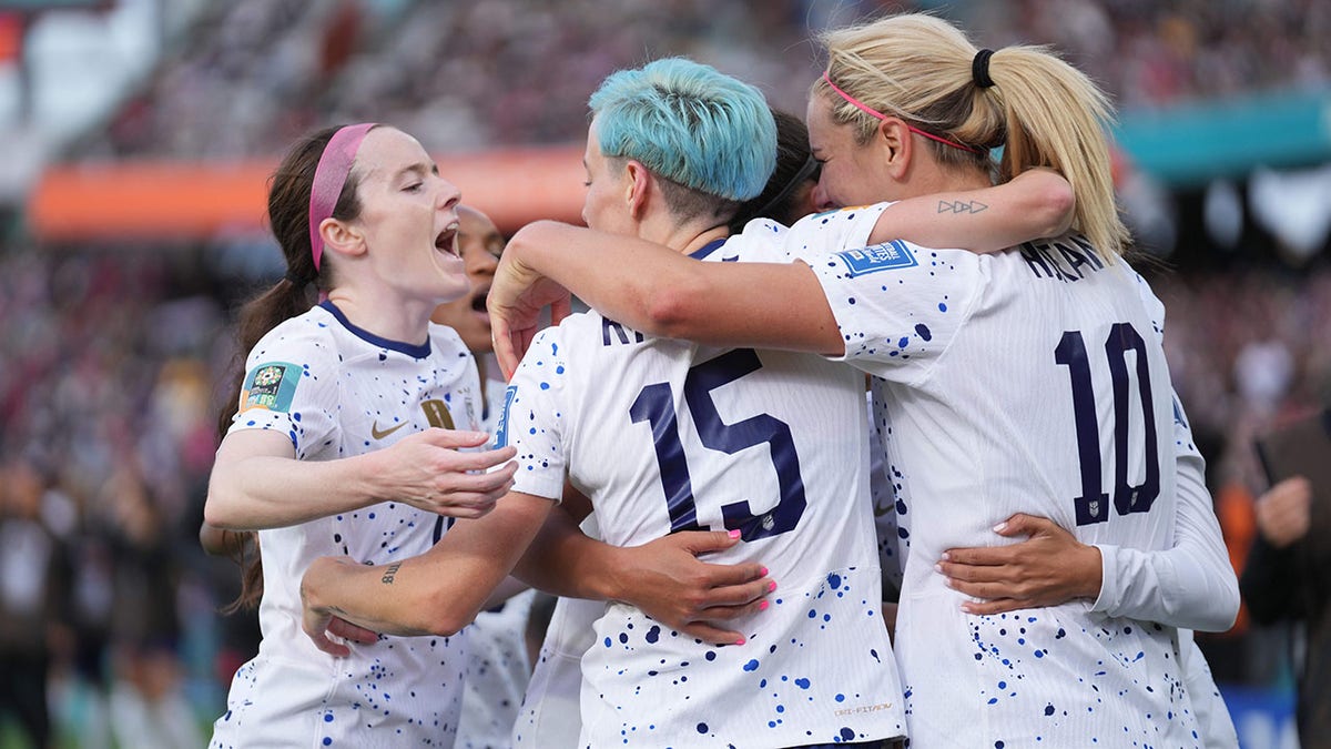 USWNT celebrates goal