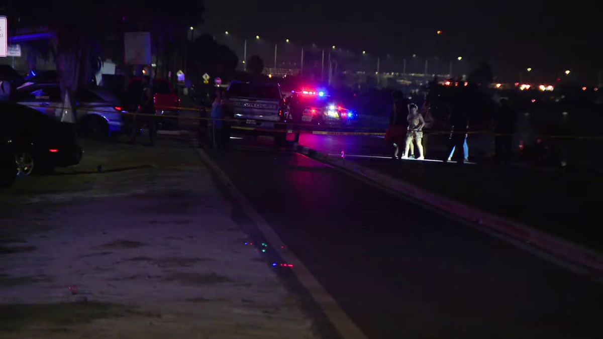Police cars at shooting scene