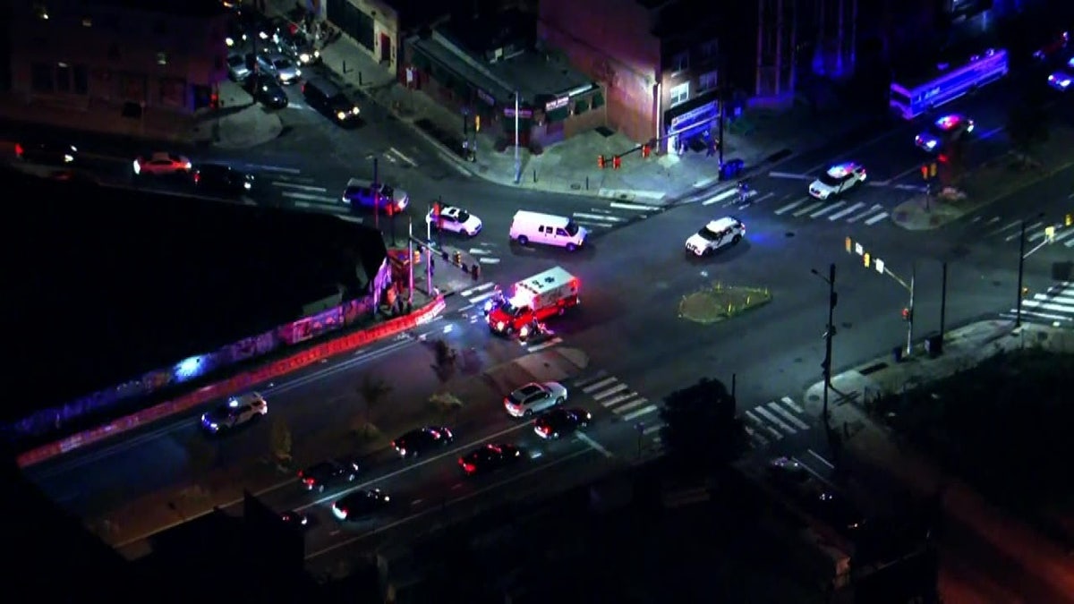 Aerials of police cars after officer death