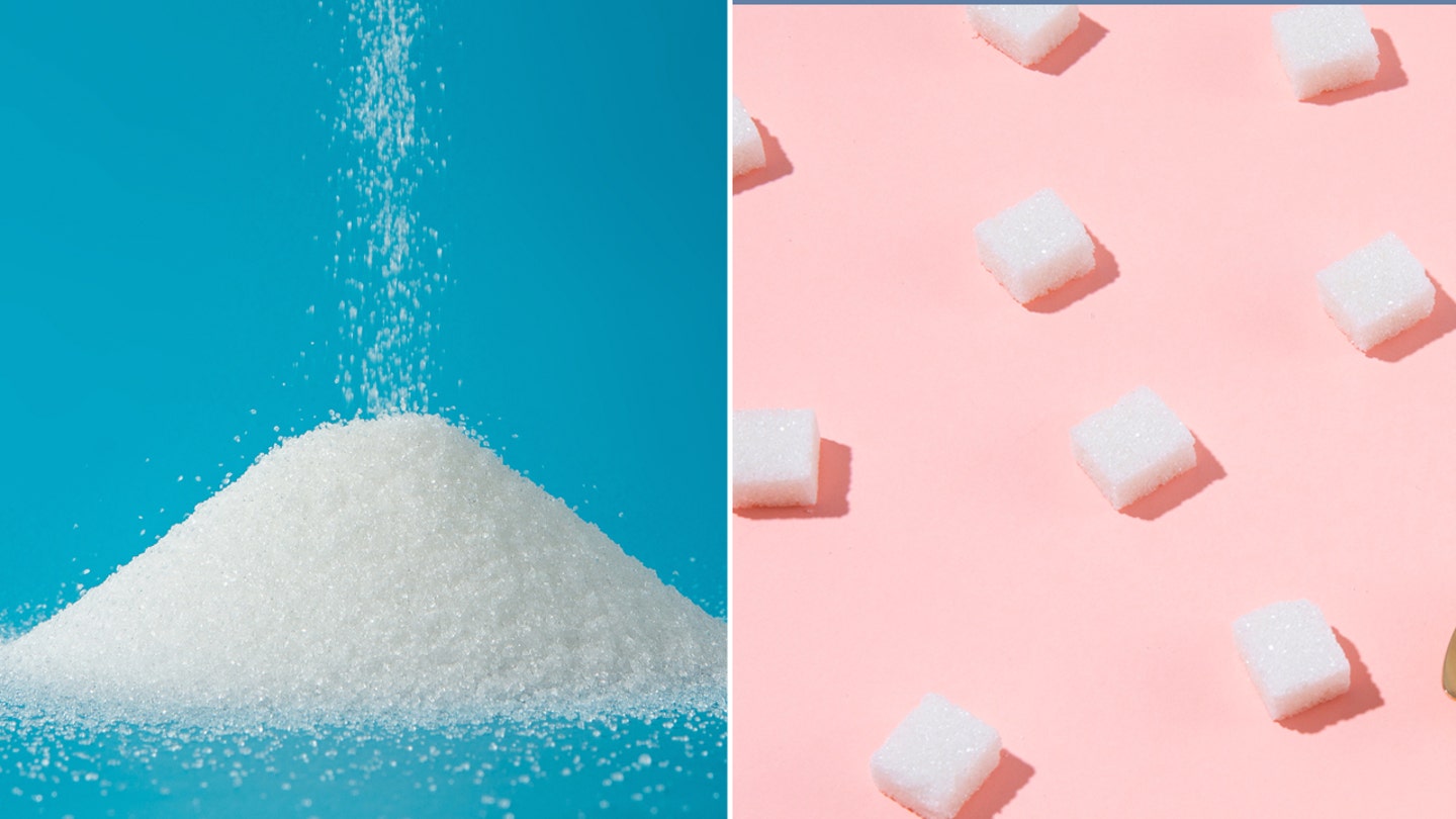 sugar and sugar cubes split