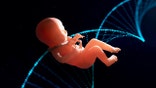 Scientist testing in laboratory.analyte blue DNA sequence. Science background. futuristic technology. data hologram background