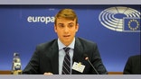 Nathaniel Pawlowski speaking to EU Parliament