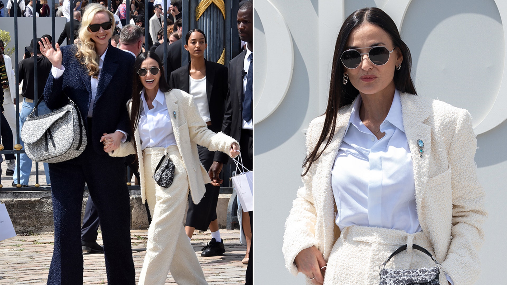 Demi Moore and Gwendoline Christie at Paris Fashion Week