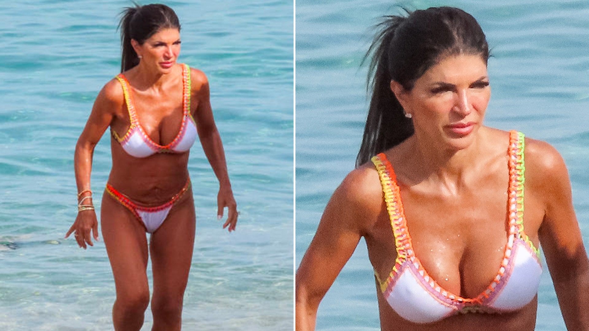 Teresa Giudice in the ocean in Greece