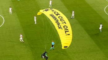 Activist fined for parachuting into stadium before European Championship match as part of climate protest