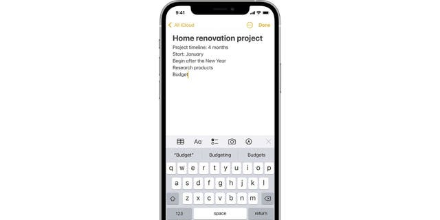 Home renovation project shown on iPhone notes app