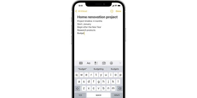 Hausrenovierungsprojekt wird in der iPhone-Notizen-App angezeigt