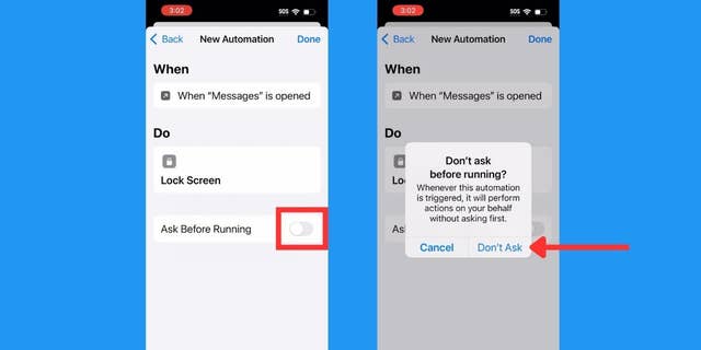 iphone messages protection ask before running