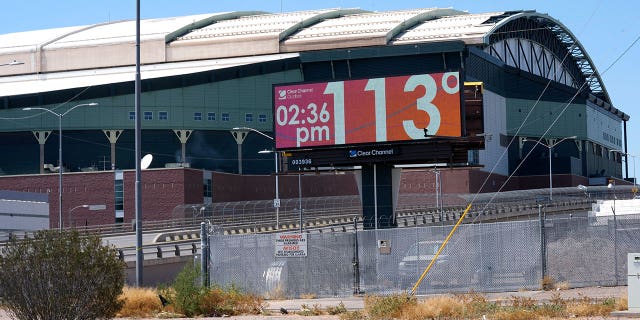 billboard with 113-degree sign