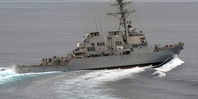 USS MCFAUL patrols waters