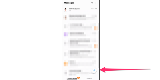 Der Pfeil zeigt auf einen Kontakt, an den Sie das GIF senden möchten
