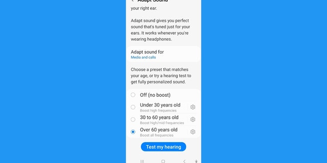 Android screenshot select age range