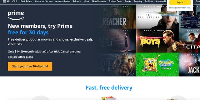 Amazon Prime website for new memberships