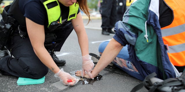 Climate protests glue