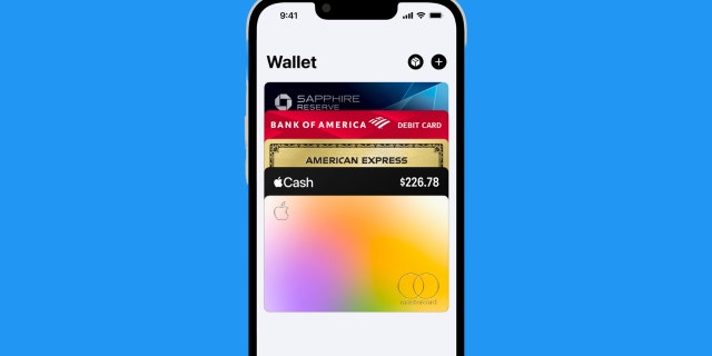 Digital wallet on a smartphone with multiple cards