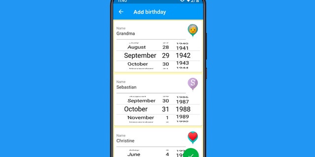 Captura de pantalla de una aplicación de calendario de terceros.
