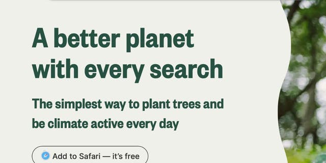 Screenshot of Ecosia browser.