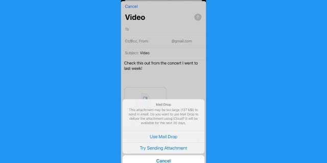 Screenshot of the Maildrop option.