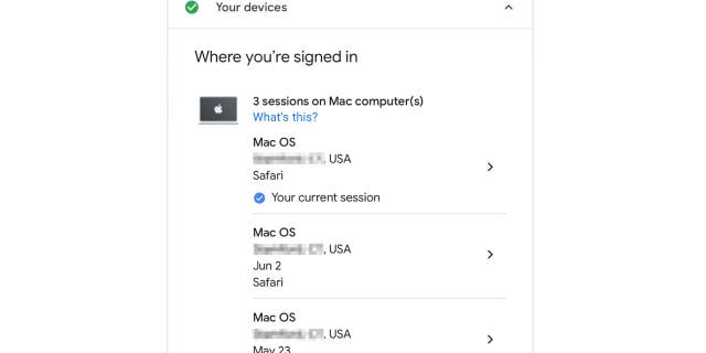 Screenshot of the Your Devices screen.