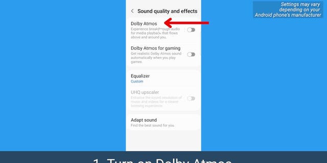 Tangkapan layar Android Dolby Atmos