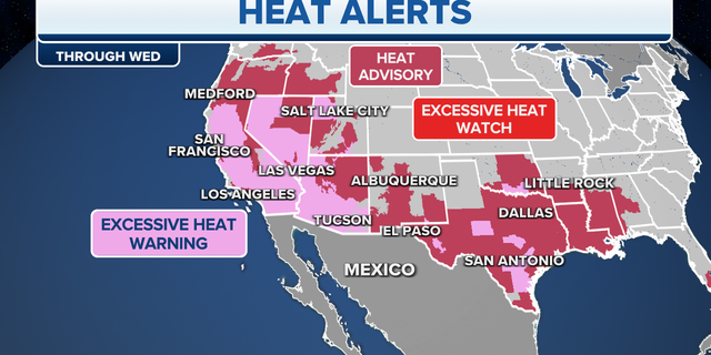 Heat alerts in the South, West