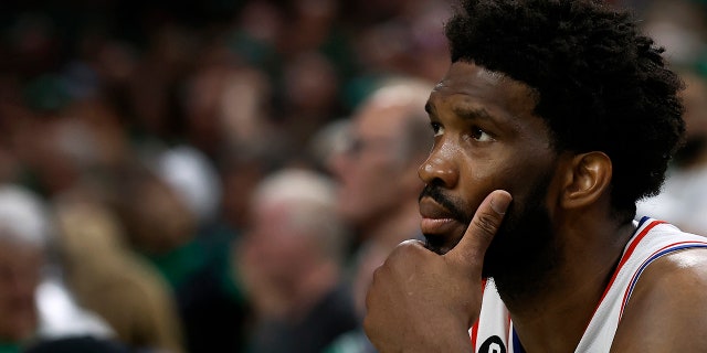 Joel Embiid on the bench