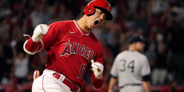 Shohei Ohtani celebrates