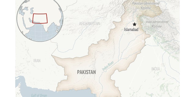 Locator map for Pakistan