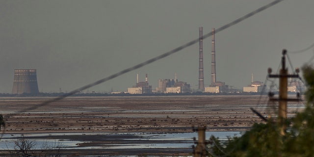 Zaporizhzhia nuclear plant seen at a distance