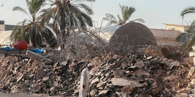 The rubble of the minaret