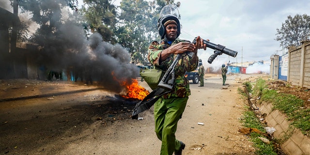 A riot policeman