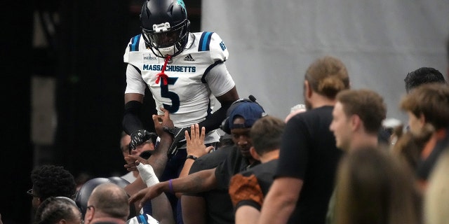 Massachusetts Pirates defensive back in the stands