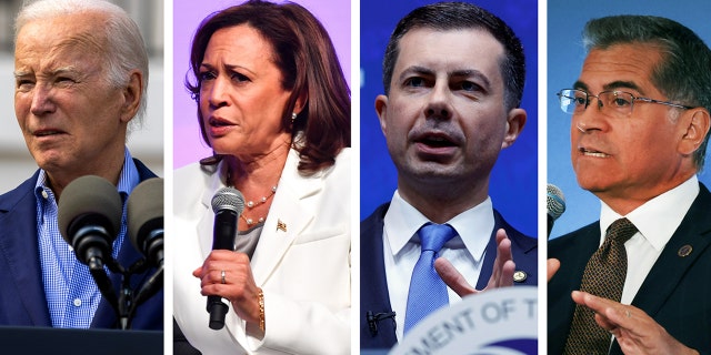 Side-by-side photo of Biden, Harris, Buttigieg, and Becerra.