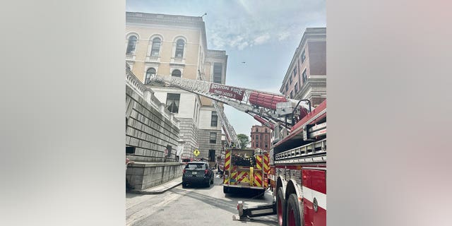Boston firetruck outside the Massachusetts State House